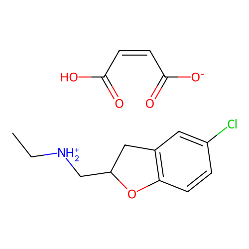 2-Benzofuranmethylamine, 2,3-dihydro-5-chloro-N-ethyl-, maleate (1:1) structure
