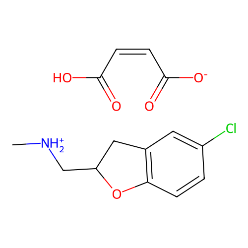 2-Benzofuranmethylamine, 2,3-dihydro-5-chloro-N-methyl-, maleate (1:1) structure