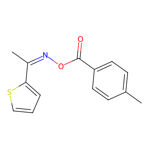 1-(2-thienyl)ethanone O-(4-methylbenzoyl)oxime structure