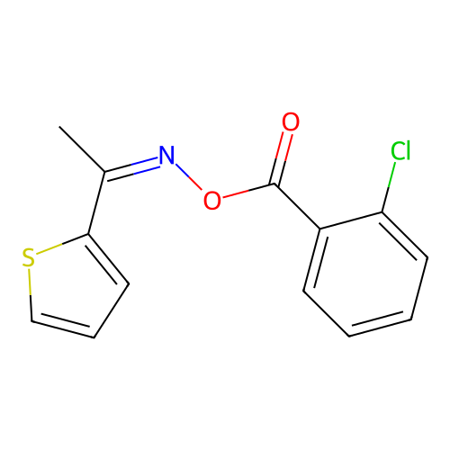 (1-Thiophen-2-ylethylideneamino) 2-chlorobenzoate structure