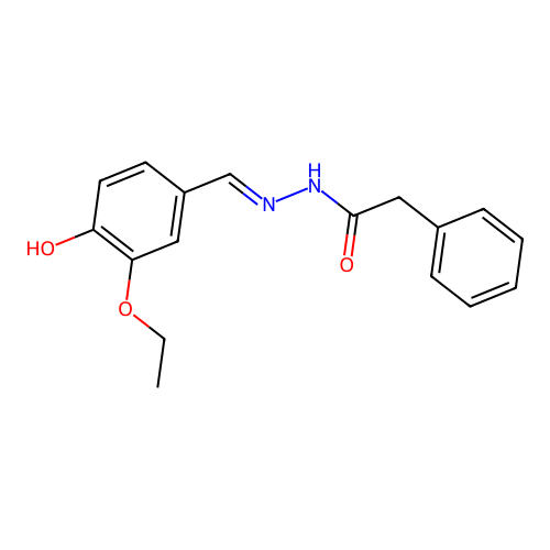 N-[(3-ethoxy-4-hydroxyphenyl)methylideneamino]-2-phenylacetamide structure