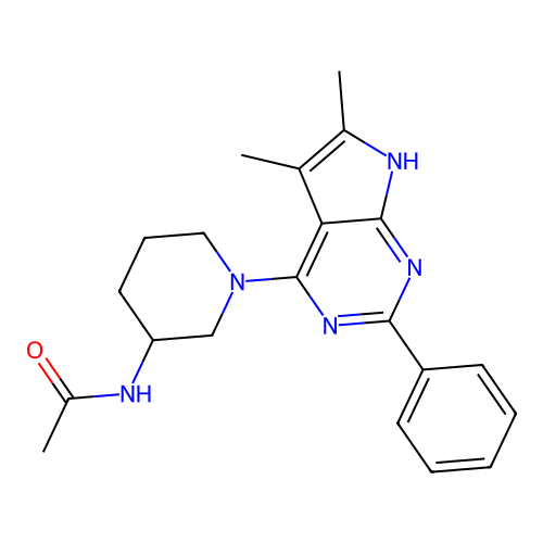 N-[1-(5,6-dimethyl-2-phenyl-7H-pyrrolo[2,3-d]pyrimidin-4-yl)-3-piperidinyl]acetamide structure