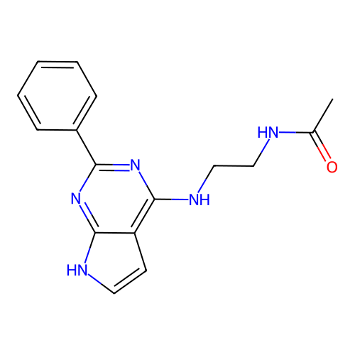 N-[2-[(2-phenyl-7H-pyrrolo[2,3-d]pyrimidin-4-yl)amino]ethyl]acetamide structure