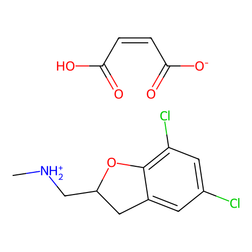 2-Benzofuranmethylamine, 2,3-dihydro-5,7-dichloro-N-methyl-, maleate (1:1) structure