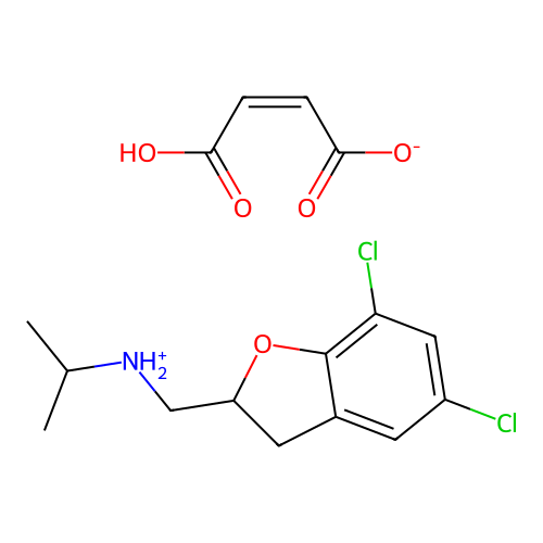 2-Benzofuranmethylamine, 2,3-dihydro-5,7-dichloro-N-isopropyl-, maleate (1:1) structure