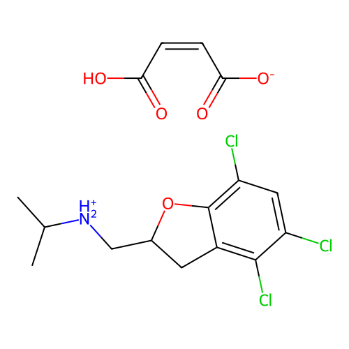 2-Benzofuranmethylamine, 2,3-dihydro-N-isopropyl-4,5,7-trichloro-, maleate (1:1) structure