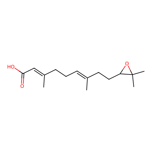 3,7,11-Trimethyl-10,11-epoxy-2,6-dodecadienoic acid structure