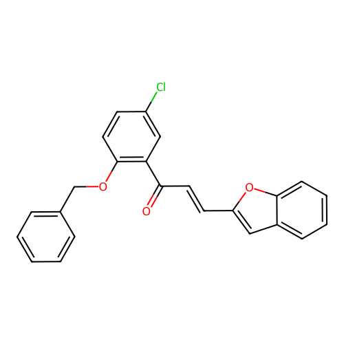 (2E)-3-(1-benzofuran-2-yl)-1-[2-(benzyloxy)-5-chlorophenyl]prop-2-en-1-one structure