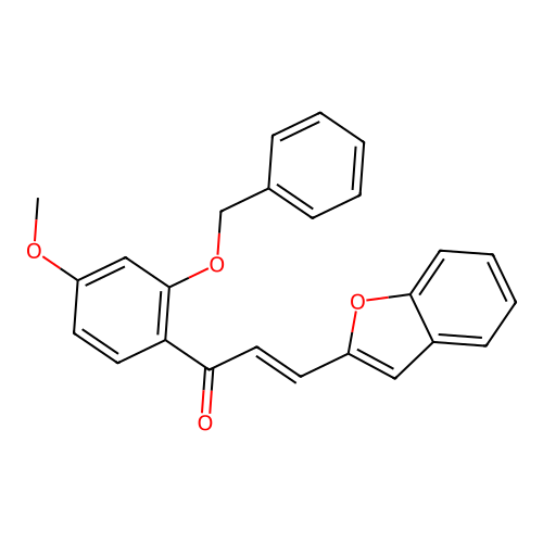 (E)-3-(benzofuran-2-yl)-1-(2-(benzyloxy)-4-methoxyphenyl)prop-2-en-1-one structure