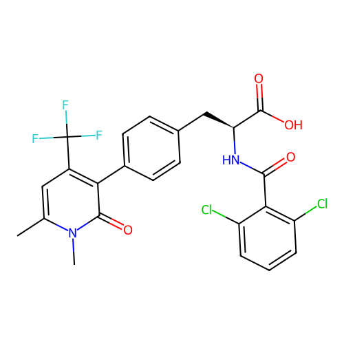 N-(2,6-Dichlorobenzoyl)-4-[1,6-Dimethyl-2-Oxo-4-(Trifluoromethyl)-1,2-Dihydropyridin-3-Yl]-L-Phenylalanine structure