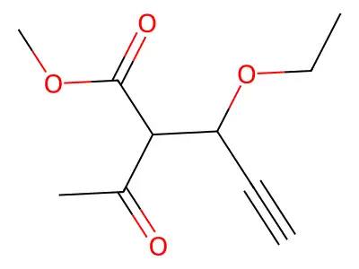 Methyl 2-acetyl-3-ethoxypent-4-ynoate structure