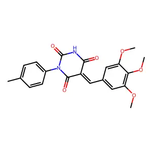 (5Z)-1-(4-methylphenyl)-5-[(3,4,5-trimethoxyphenyl)methylidene]-1,3-diazinane-2,4,6-trione structure