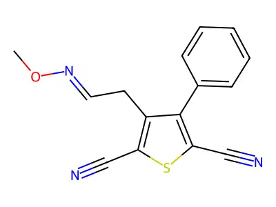 3-(2-Methoxyiminoethyl)-4-phenylthiophene-2,5-dicarbonitrile structure