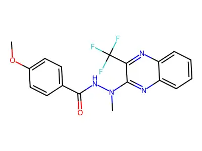 4-methoxy-N'-methyl-N'-[3-(trifluoromethyl)-2-quinoxalinyl]benzenecarbohydrazide structure