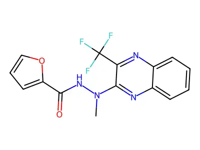 N'-methyl-N'-[3-(trifluoromethyl)quinoxalin-2-yl]furan-2-carbohydrazide structure