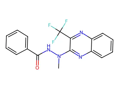 N'-methyl-N'-[3-(trifluoromethyl)-2-quinoxalinyl]benzenecarbohydrazide structure