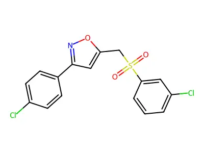 3-(4-Chlorophenyl)-5-{[(3-chlorophenyl)sulfonyl]methyl}isoxazole structure