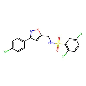 2,5-dichloro-N-{[3-(4-chlorophenyl)-5-isoxazolyl]methyl}benzenesulfonamide structure
