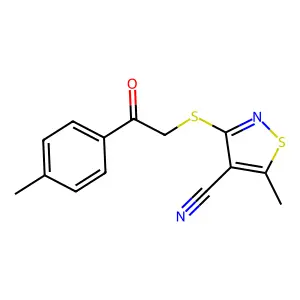 5-Methyl-3-{[2-(4-methylphenyl)-2-oxoethyl]sulfanyl}-4-isothiazolecarbonitrile structure