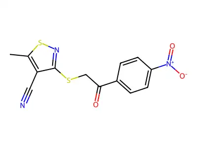5-Methyl-3-{[2-(4-nitrophenyl)-2-oxoethyl]sulfanyl}-4-isothiazolecarbonitrile structure