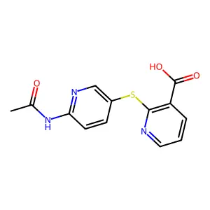 2-{[6-(Acetylamino)-3-pyridinyl]sulfanyl}nicotinic acid structure