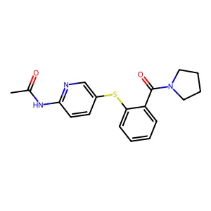 N-(5-{[2-(1-pyrrolidinylcarbonyl)phenyl]sulfanyl}-2-pyridinyl)acetamide structure