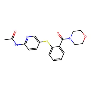 N-(5-{[2-(morpholinocarbonyl)phenyl]sulfanyl}-2-pyridinyl)acetamide structure