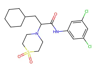 3-cyclohexyl-N-(3,5-dichlorophenyl)-2-(1,1-dioxo-1,4-thiazinan-4-yl)propanamide structure