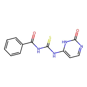 N-benzoyl-N'-(2-hydroxy-4-pyrimidinyl)thiourea structure