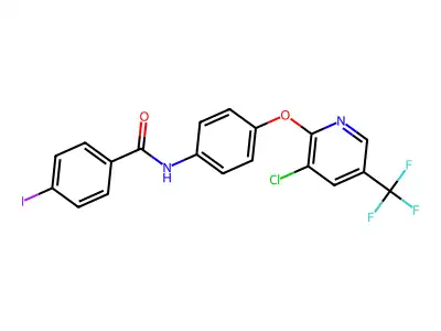 N-(4-{[3-chloro-5-(trifluoromethyl)pyridin-2-yl]oxy}phenyl)-4-iodobenzamide structure