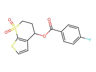 (7,7-dioxo-5,6-dihydro-4H-thieno[2,3-b]thiopyran-4-yl) 4-fluorobenzoate structure