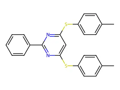 4,6-Bis[(4-methylphenyl)sulfanyl]-2-phenylpyrimidine structure