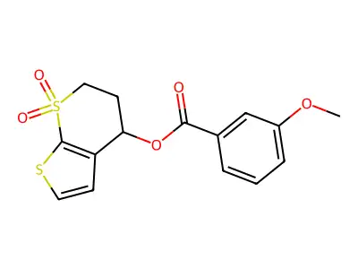 (7,7-dioxo-5,6-dihydro-4H-thieno[2,3-b]thiopyran-4-yl) 3-methoxybenzoate structure