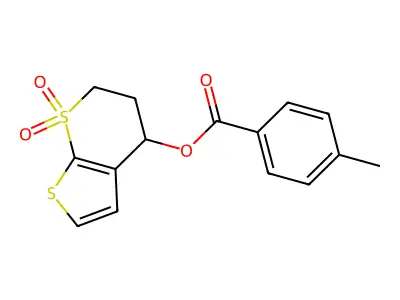 (7,7-dioxo-5,6-dihydro-4H-thieno[2,3-b]thiopyran-4-yl) 4-methylbenzoate structure