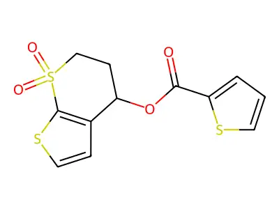 (7,7-dioxo-5,6-dihydro-4H-thieno[2,3-b]thiopyran-4-yl) thiophene-2-carboxylate structure