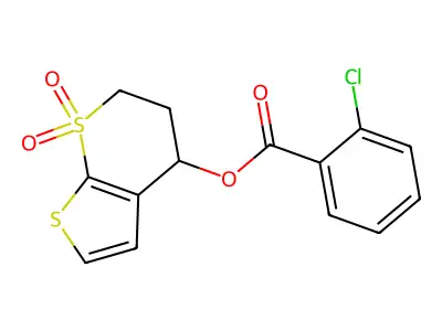 (7,7-dioxo-5,6-dihydro-4H-thieno[2,3-b]thiopyran-4-yl) 2-chlorobenzoate structure