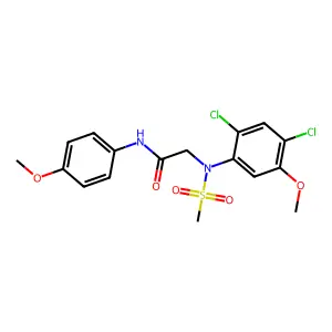 2-[2,4-dichloro-5-methoxy(methylsulfonyl)anilino]-N-(4-methoxyphenyl)acetamide structure