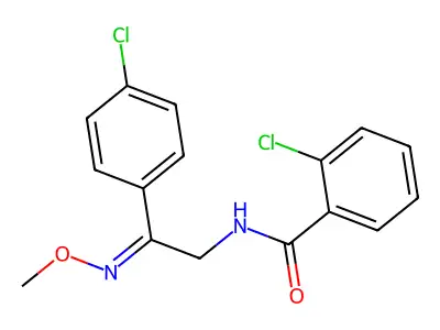 2-chloro-N-[2-(4-chlorophenyl)-2-methoxyiminoethyl]benzamide structure