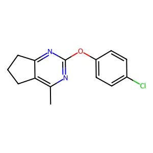 4-chlorophenyl 4-methyl-6,7-dihydro-5H-cyclopenta[d]pyrimidin-2-yl ether structure