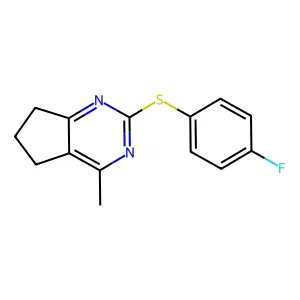 2-[(4-fluorophenyl)sulfanyl]-4-methyl-5H,6H,7H-cyclopenta[d]pyrimidine structure
