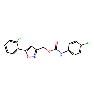 [5-(2-chlorophenyl)-1,2-oxazol-3-yl]methyl N-(4-chlorophenyl)carbamate structure