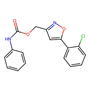N-phenylcarbamic acid [5-(2-chlorophenyl)-3-isoxazolyl]methyl ester structure