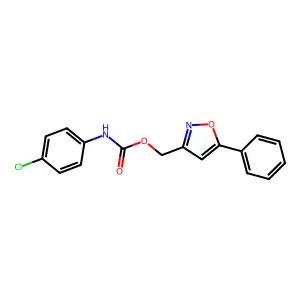 (5-phenyl-3-isoxazolyl)methyl N-(4-chlorophenyl)carbamate structure