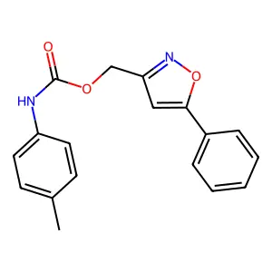 (5-phenyl-3-isoxazolyl)methyl N-(4-methylphenyl)carbamate structure