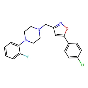 1-{[5-(4-Chlorophenyl)-3-isoxazolyl]methyl}-4-(2-fluorophenyl)piperazine structure