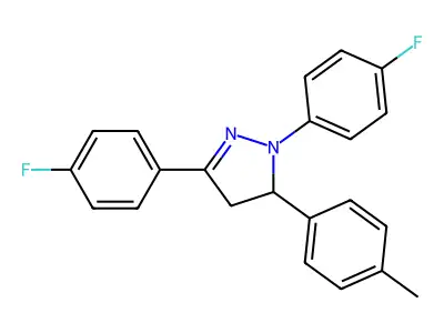1,3-bis(4-fluorophenyl)-5-(4-methylphenyl)-4,5-dihydro-1H-pyrazole structure