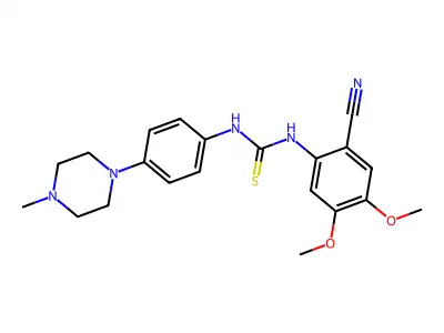 N-(2-cyano-4,5-dimethoxyphenyl)-N'-[4-(4-methylpiperazino)phenyl]thiourea structure