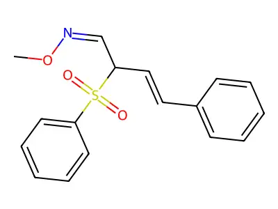 2-(benzenesulfonyl)-N-methoxy-4-phenylbut-3-en-1-imine structure