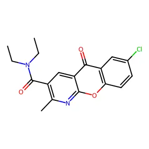 7-chloro-N,N-diethyl-2-methyl-5-oxo-5H-chromeno[2,3-b]pyridine-3-carboxamide structure