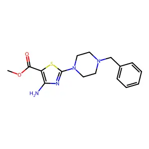 Methyl 4-amino-2-(4-benzylpiperazino)-1,3-thiazole-5-carboxylate structure